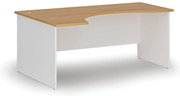 Ergonomiczne biurko PRIMO WHITE, 180x120 cm, lewe, biały/buk
