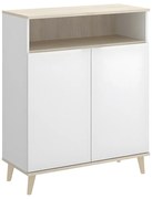 Bufet kuchenny WAJDI – 2-drzwiowy z 1 wnęką – kolor biały i dębowy