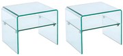 Zestaw 2 szafek nocnych - 1 półka - Szkło hartowane - STILEOS