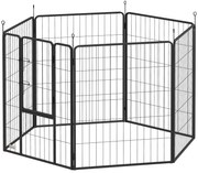 Kojec dla Psów PawHut, Gehege dla Zwierząt Domowych, 6 Paneli, Stal, Składany, Czarny