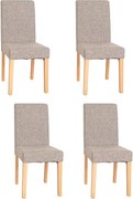 Krzesło do jadalni Littau (zestaw 4 sztuk),  tekstylny, szary, jasne nogi