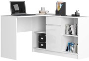 Narożne duże biurko komputerowe z szufladami białe połysk Z7-W22