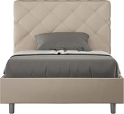 Łóżko bez stelaża tapicerowane 140x190 sztucznej skóry szaro-beżowy Priya