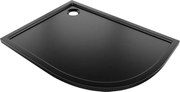 Mexen Flow brodzik półokrągły asymetryczny slim lewy 100 x 80 cm, czarny mat - 46Q708010L