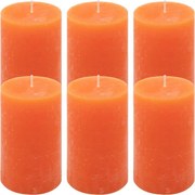 Rustykalne pomarańczowe świece słupkowe 6,8x11,5 cm, 6 szt.