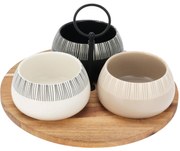 Miseczki na przekąski RORI, 3 sztuki + taca z uchwytem