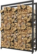 Outsunny Wózek na drewno opałowe z kołami, mobilny, metalowa rama, do 150 kg, 120 x 32 x 151 cm, czarny