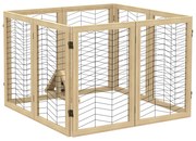 PawHut Brama dla psa, ochraniacz schodowy, panelowana, z drewna sosnowego, 375 cm x 44 cm x 70 cm, Naturalne