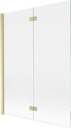 Mexen Mist parawan nawannowy 2-skrzydłowy lewy 130 x 150 cm, transparent, złoty szczotkowany - 8A9-130-002-55-00-L