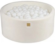 Okrągły Suchy Basen Z Piłeczkami 7cm Dla Dziecka 90x40cm/300 Piłek, Supersoft Velvet, Biały, Piłki: Białe - Meowbaby®