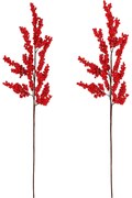 Zestaw sztucznych gałązek Czerwone drobne jagody, 2 szt., 70 cm
