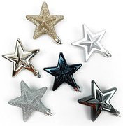 Ozdoby choinkowe, gwiazdki z tworzywa sztucznego, 6 szt.