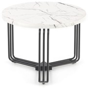 Stolik kawowy ANTICA M 55x55 biały marmur/czarny HALMAR