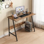 Biurko w stylu loft industrialnym 100x50 cm – Blat w stylu rustykalnym, czarna metalowa rama