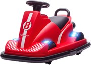 AIYAPLAY Autko zderzakowe dla dzieci, obracalne o 360 stopni, kierownica, światła LED, funkcja muzyczna, 3-8 lat, czerwony