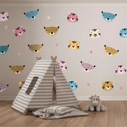 Naklejki na ścianę - Tygrysy i gepardy różowo-żółte