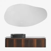 Zestaw Wiszących Mebli Łazienkowych Z Drewna Lavena Ciemna Czerń & Owalna Stal Nierdzewna ↔︎60 Cm - Sklum