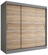 Szafa przesuwna antracyt + dąb sonoma 200 cm P6-H44