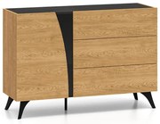 Komoda HESTIA 1D3S 120cm dąb/czarna ML MEBLE