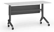 Mobilny stół PRIMO MOVE, 140x60 cm, czarna podstawa, biały