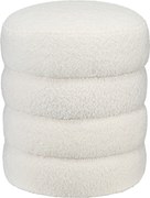 HOMCOM Taboret, Okrągły, Teddy Fleece, Stalowa Rama, do 120kg, Φ40x45H cm, Kremowy