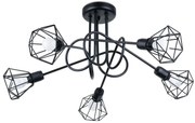 Czarny pięcioramienny żyrandol druciany - A149 L5-L96