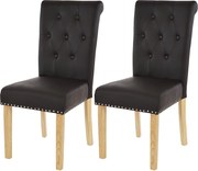 Krzesło do jadalni Chesterfield Il (zestaw 2 sztuk),  imitacja skóry, kawa, jasne nogi