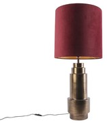 Lampa stołowa w stylu art deco z abażurem z aksamitu w kolorze bordowym z dodatkiem złota 40 cm - Bruut ArtDeco Oswietlenie wewnetrzne