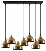 Lampa sufitowa z metalu o regulowanej długości - 7 kloszy - szer. 88 x wys. 114 cm - Złoty i czarny - SONITI