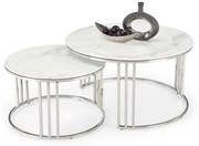 Zestaw ław MERCURY 2 biały marmur/srebrny HALMAR