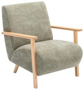 Fotel drewniany z zieloną tapicerką - JULOMO