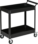 DURHAND Wózek Warsztatowy, 2 Półki, Na Kółkach, Stal, do 150 kg, 84,5 x 38 x 84 cm, Czarny