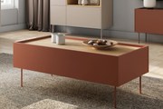 Stolik kawowy Desin 120 cm z szufladami - ceramic red / dąb nagano
