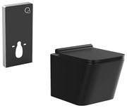 Zestaw toaleta podwieszana czarna matowa z dekoracyjnym stelażem - CLEMONA