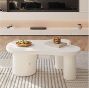 Asymetryczny stolik kawowy - 100 x 60 x 37 cm - ze schowkiem - elegancki i wytrzymały - MDF - biały