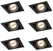 Zestaw 6 regulowanych reflektorów wpuszczanych czarnych AR111 - Oneon