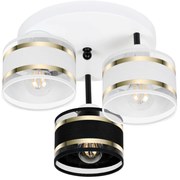 Lampa sufitowa biała trzypunktowa z czarno-białymi abażurami T-3030WE-