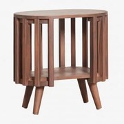 Stolik Nocny Owalny 50x35 Cm Z Drewna Akacjowego Dragor Ciemny Akacjowy Brąz - Sklum