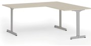 Narożne biurko PRIMO BETA L, 180x180 cm, L/P, szara podstawa, brzoza