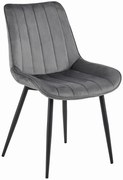 Szare aksamitne krzesło SOSA z czarnymi nogami