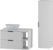 Biały Zestaw do Łazienki 80cm Szafka Regał Blat Umywalka Pile