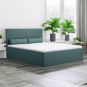 Łóżko tapicerowane z pojemnikiem i materacem CARL 120x200 cm Turkusowy