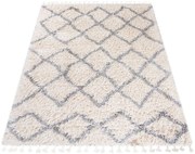 Kremowy dywan shaggy w geometryczny wzór S7-A29