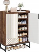 Szafka na buty, 25 par szafek na buty z drzwiami, biała i brązowa