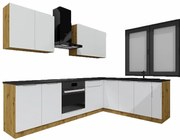 Komplet narożnych szafek kuchennych 260 cm dąb artisan + szary T5-E29