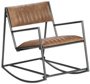 Jasno brązowy fotel bujany ze skóry naturalnej do salonu Z2-F22