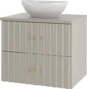 Kaszmirowy Zestaw Łazienkowy 60cm Szafka z Blatem i Umywalką Ryflowane Fronty Aqua