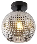 Plafon art deco czarny z przydymionym szkłem - Sphere