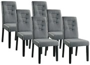 Zestaw 6 krzeseł GABELLE – tkanina, nogi z drewna kauczukowego – kolor szary