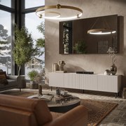 PAXOS RTV-2 TV stolik RTV 200 cm kaszmirowy nowoczesny ryflowane fronty